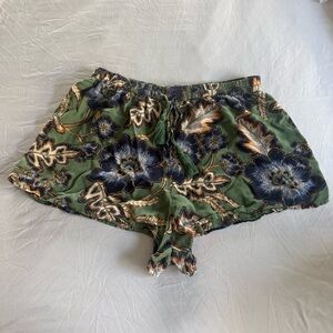O'Neill Green Floral High Waist Shorts
